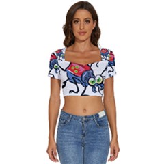 Bug Black Insect Animal Short Sleeve Square Neckline Crop Top  by Sarkoni