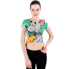 Mouse Cheese Tail Rat Mice Hole Crew Neck Crop Top