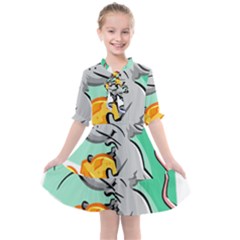 Mouse Cheese Tail Rat Mice Hole Kids  All Frills Chiffon Dress