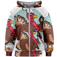 Turkey Chef Cooking Food Cartoon Kids  Zipper Hoodie Without Drawstring by Sarkoni