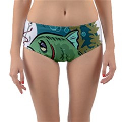 Fish Hook Worm Bait Water Hobby Reversible Mid-waist Bikini Bottoms by Sarkoni