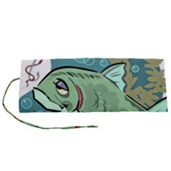 Fish Hook Worm Bait Water Hobby Roll Up Canvas Pencil Holder (s)