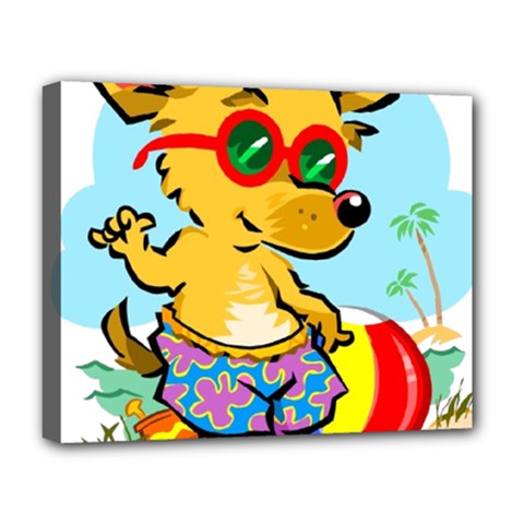 Beach Chihuahua Dog Pet Animal Deluxe Canvas 20  X 16  (stretched) by Sarkoni