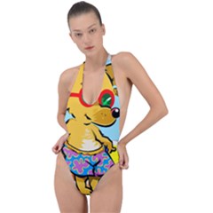 Beach Chihuahua Dog Pet Animal Backless Halter One Piece Swimsuit by Sarkoni