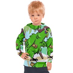 Parrot Hat Cartoon Captain Kids  Hooded Pullover by Sarkoni
