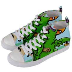 Parrot Hat Cartoon Captain Women s Mid-top Canvas Sneakers by Sarkoni