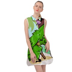 Parrot Hat Cartoon Captain Sleeveless Shirt Dress by Sarkoni