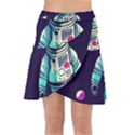 Bear Astronaut Futuristic Wrap Front Skirt View1