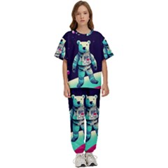 Bear Astronaut Futuristic Kids  T-shirt And Pants Sports Set by Bedest