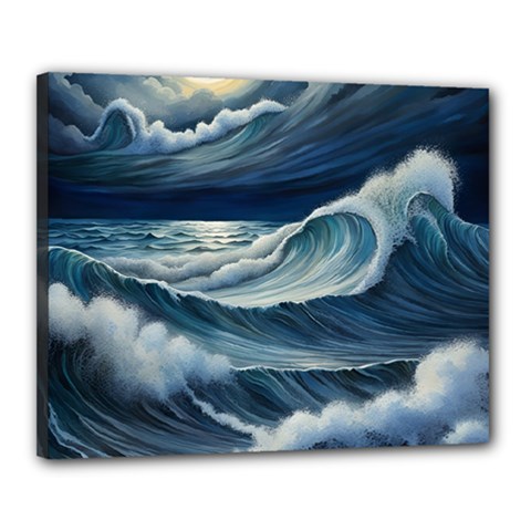 Waves Storm Sea Canvas 20  X 16  (stretched) by Bedest