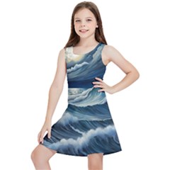 Waves Storm Sea Kids  Lightweight Sleeveless Dress