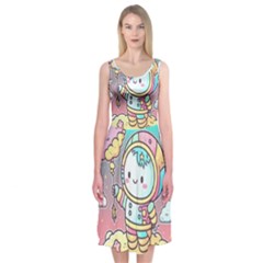 Boy Astronaut Cotton Candy Midi Sleeveless Dress by Bedest