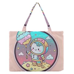 Boy Astronaut Cotton Candy Zipper Medium Tote Bag by Bedest