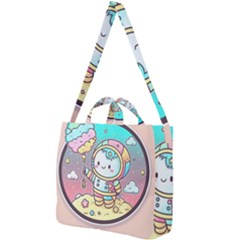 Boy Astronaut Cotton Candy Square Shoulder Tote Bag