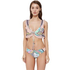 Boy Astronaut Cotton Candy Low Cut Ruffle Edge Bikini Set