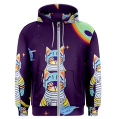 Cat Astronaut Space Retro Universe Men s Zipper Hoodie