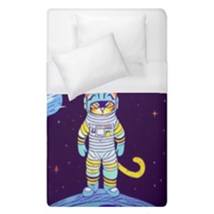 Cat Astronaut Space Retro Universe Duvet Cover (single Size) by Bedest