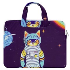 Cat Astronaut Space Retro Universe Macbook Pro 16  Double Pocket Laptop Bag 