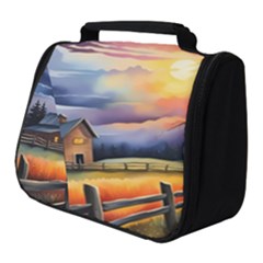 Rural Farm Fence Pathway Sunset Full Print Travel Pouch (small)