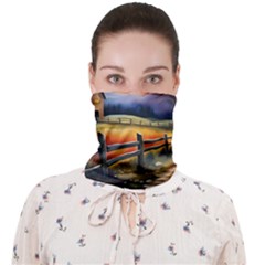 Rural Farm Fence Pathway Sunset Face Covering Bandana (adult) by Bedest