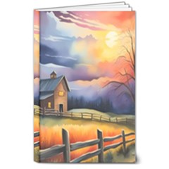 Rural Farm Fence Pathway Sunset 8  X 10  Hardcover Notebook