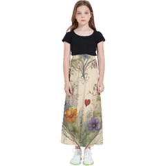 Heart Flowers Plant Kids  Flared Maxi Skirt by Bedest