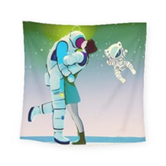 Astronaut Kiss Space Baby Square Tapestry (small) by Bedest