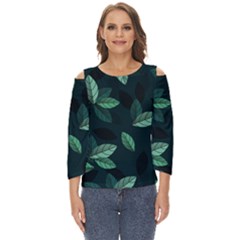 Foliage Cut Out Wide Sleeve Top