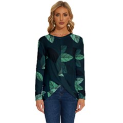 Foliage Long Sleeve Crew Neck Pullover Top