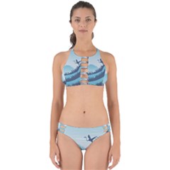 Swan Flying Bird Wings Waves Grass Perfectly Cut Out Bikini Set by Bedest