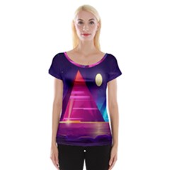 Egyptian Pyramids Night Landscape Cartoon Cap Sleeve Top