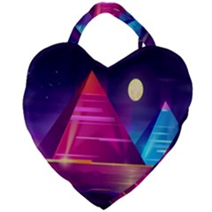 Egyptian Pyramids Night Landscape Cartoon Giant Heart Shaped Tote by Ndabl3x