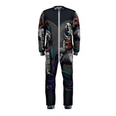 Illustration Astronaut Cosmonaut Paying Skateboard Sport Space With Astronaut Suit Onepiece Jumpsuit (kids)