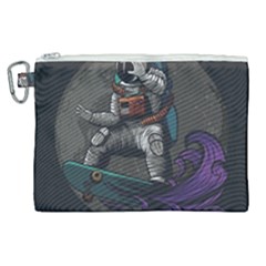 Illustration Astronaut Cosmonaut Paying Skateboard Sport Space With Astronaut Suit Canvas Cosmetic Bag (xl) by Ndabl3x