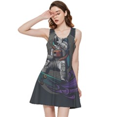 Illustration Astronaut Cosmonaut Paying Skateboard Sport Space With Astronaut Suit Inside Out Racerback Dress by Ndabl3x