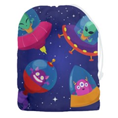 Cartoon Funny Aliens With Ufo Duck Starry Sky Set Drawstring Pouch (3xl) by Ndabl3x