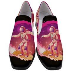 Astronaut Spacesuit Standing Surfboard Surfing Milky Way Stars Women Slip On Heel Loafers by Ndabl3x