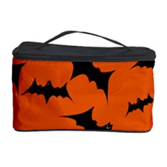 Halloween Card With Bats Flying Pattern Cosmetic Storage Case by Hannah976