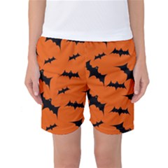 Halloween Card With Bats Flying Pattern Women s Basketball Shorts