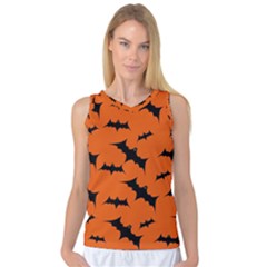 Halloween Card With Bats Flying Pattern Women s Basketball Tank Top