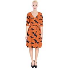 Halloween Card With Bats Flying Pattern Wrap Up Cocktail Dress by Hannah976