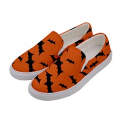 Halloween Card With Bats Flying Pattern Women s Canvas Slip Ons by Hannah976