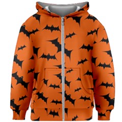 Halloween Card With Bats Flying Pattern Kids  Zipper Hoodie Without Drawstring by Hannah976