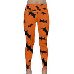 Halloween Card With Bats Flying Pattern Lightweight Velour Classic Yoga Leggings by Hannah976