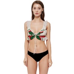 Merry Christmas Happy New Year Low Cut Ruffle Edge Bikini Top by artworkshop