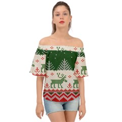 Merry Christmas Ugly Off Shoulder Short Sleeve Top