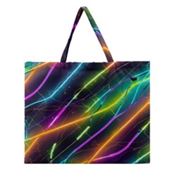 Vibrant Neon Dreams Zipper Large Tote Bag