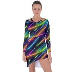 Vibrant Neon Dreams Asymmetric Cut-out Shift Dress by essentialimage