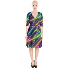 Vibrant Neon Dreams Wrap Up Cocktail Dress by essentialimage