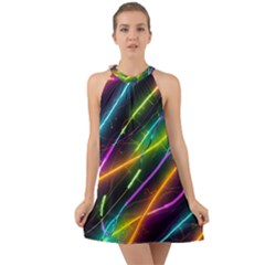 Vibrant Neon Dreams Halter Tie Back Chiffon Dress by essentialimage